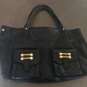 very large black leather Ralph Lauren handbag